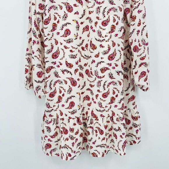 Old Navy Size Small Long Sleeve Tie Neck Cream & Pink Floral Paisley Midi Dress - Picture 8 of 10